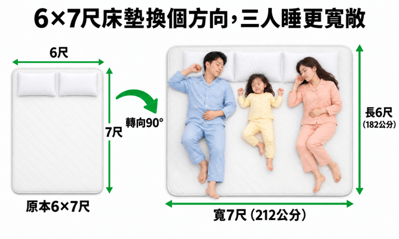 7尺特大雙人床墊轉90度床墊更寬更好睡