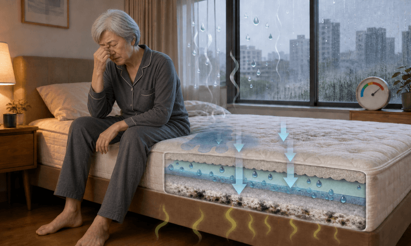 台灣的潮濕氣候會使床墊容易變得潮濕，人體累積過多的濕氣就會生病、床墊也會因為發霉發出臭味