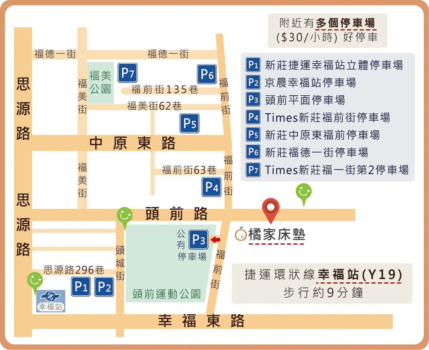 新莊床墊地圖：週邊停車場與捷運交通資訊