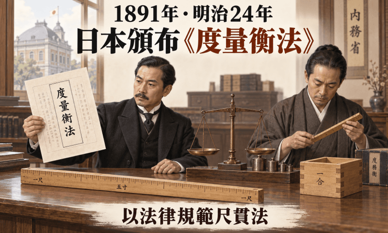日本政府於1891年明治維新時期頒布了法定度量衡規則，稱為尺貫法(尺為長度，貫為重量)