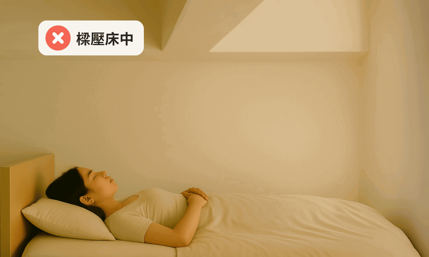 橫樑壓到身體正中間，讓人覺得整個人都被壓著，身體重重的、容易累。