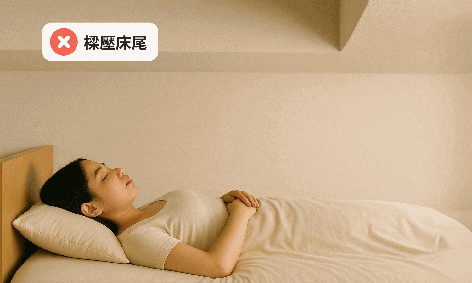 樑壓腳(床尾)風水上代表「壓腳程」，行動力變差。