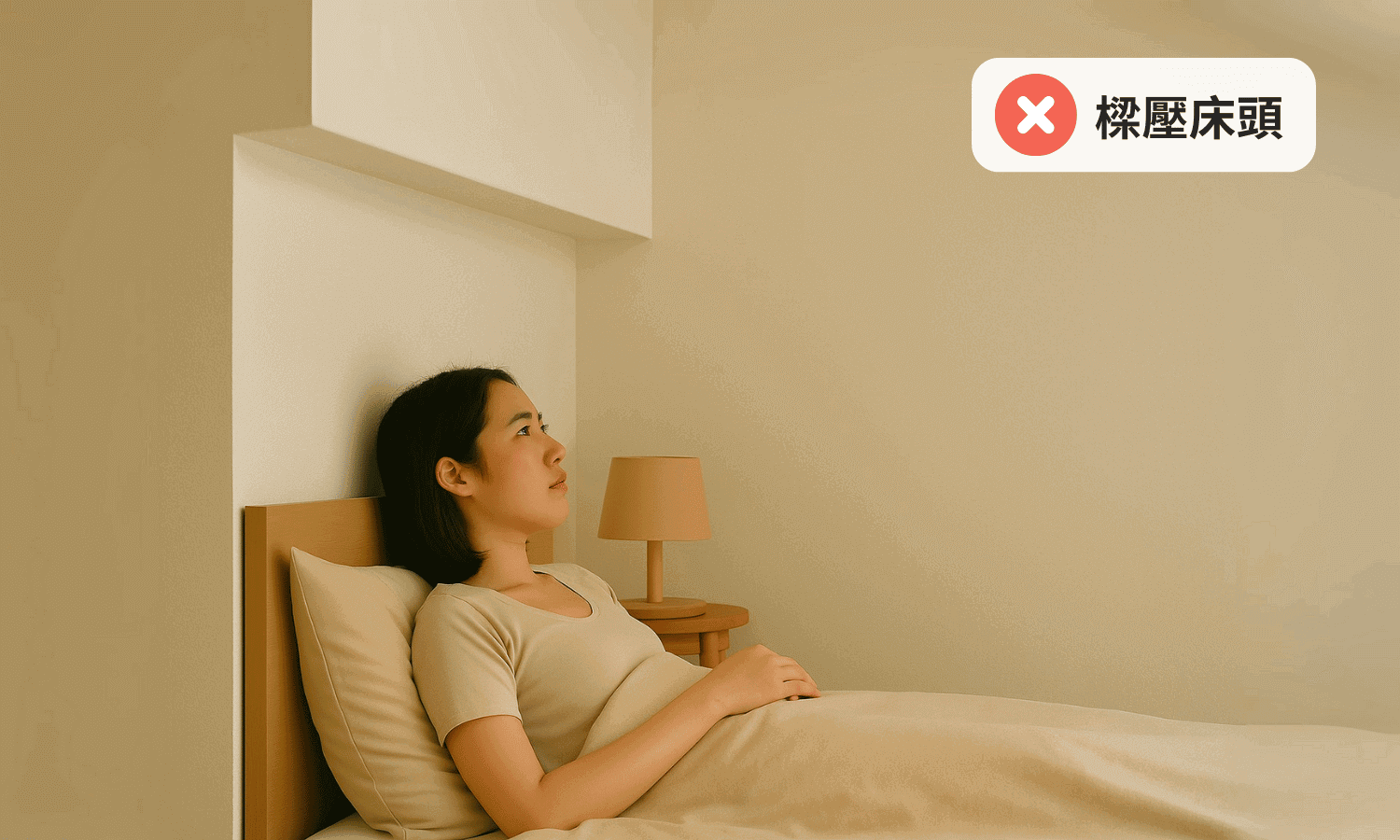 樑壓床頭，象徵「壓智慧」、「壓判斷力」，會讓人思緒混亂、精神不集中。