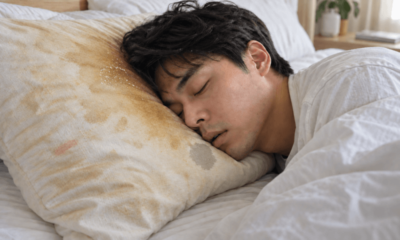 男生睡在枕頭上會流口水汗水及油脂殘留